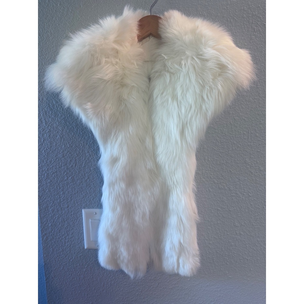 Awana Kancha Peruvian Handmade White Baby Llama Fur Wrap Stole Scarf Luxury